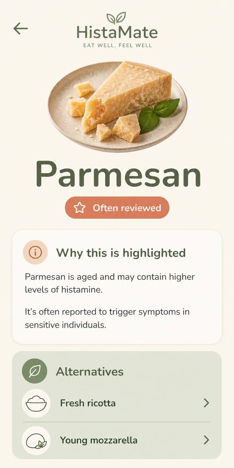 Ingredient Details screen of the HistaMate app
